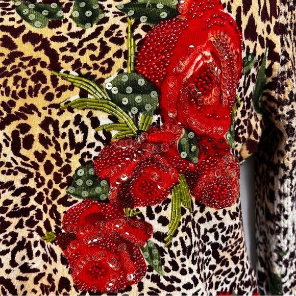Cabo | 90s | Women’s S | Pullover Hoodie | Animal Print + Roses Mixed Media - Picture 7 of 10